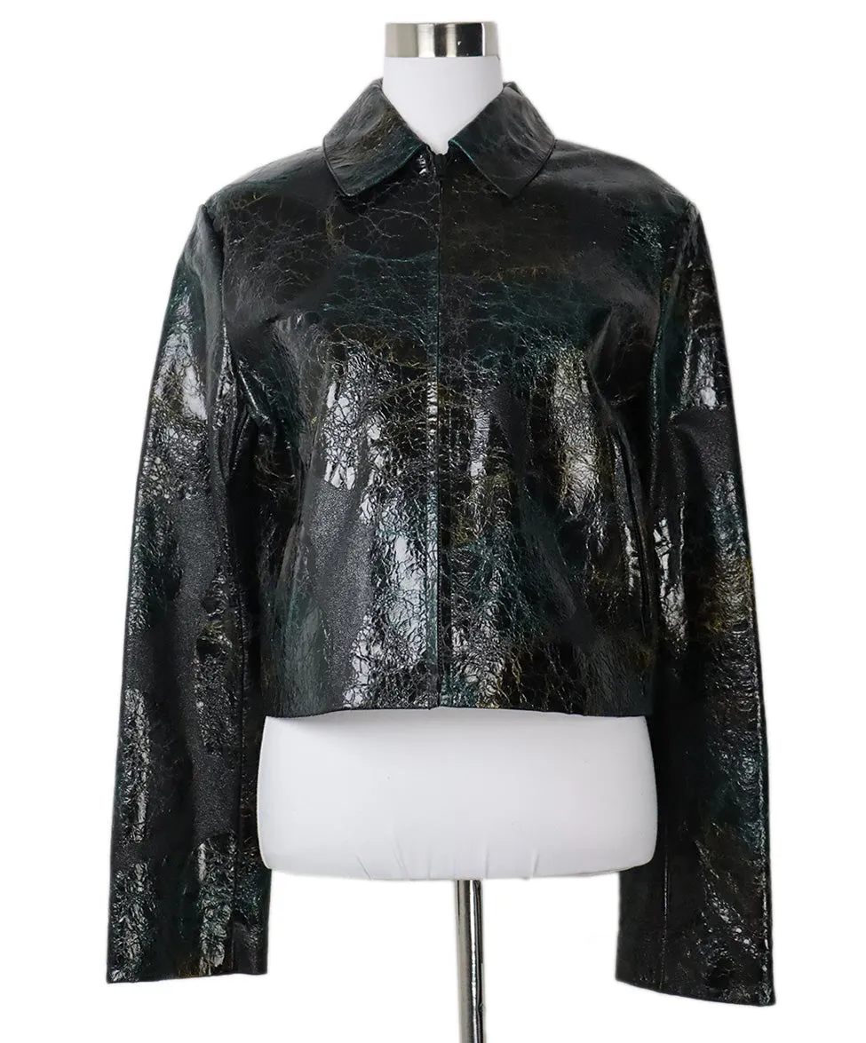 Acne Studios Black Distressed Leather Jacket sz 4