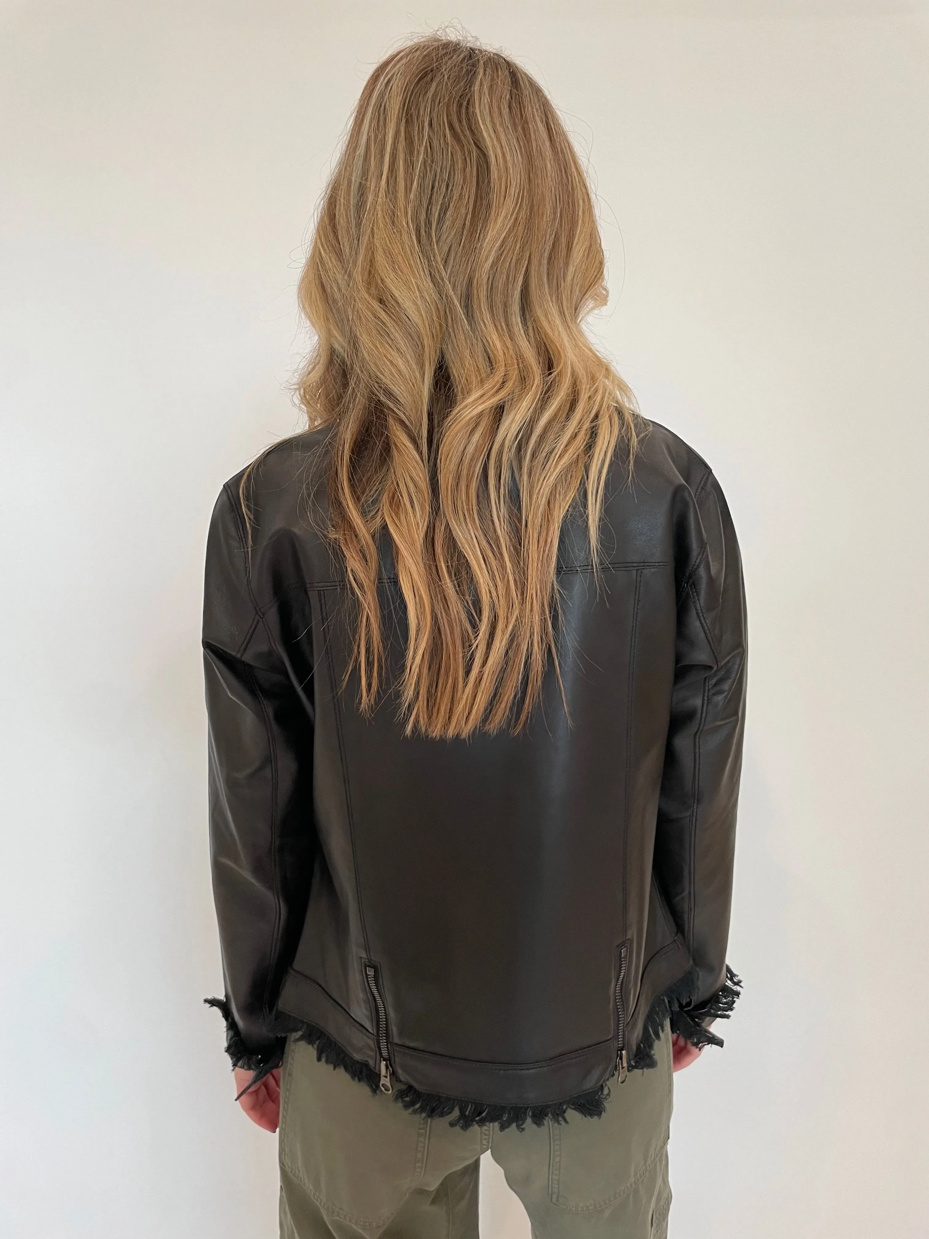 Alexa Patina Leather Jacket - Black