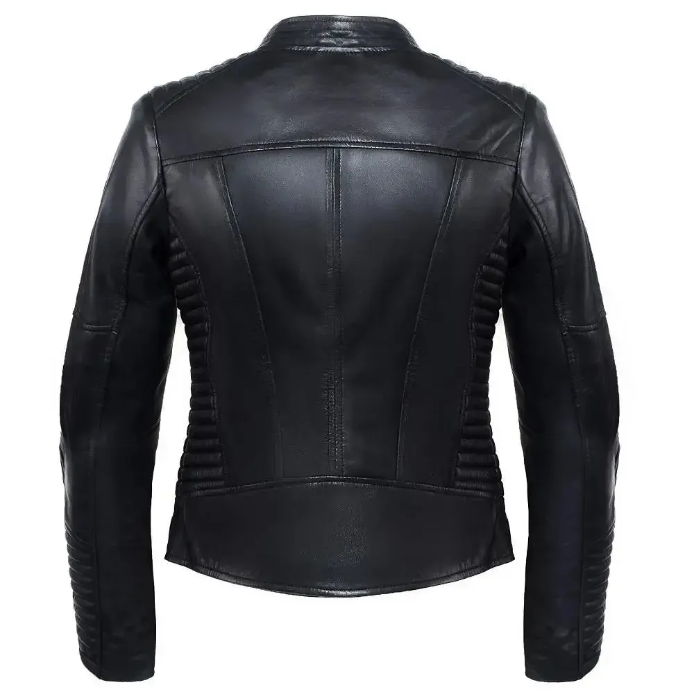 Amy's Armored Women's Black Motorcycle Leather Jacket