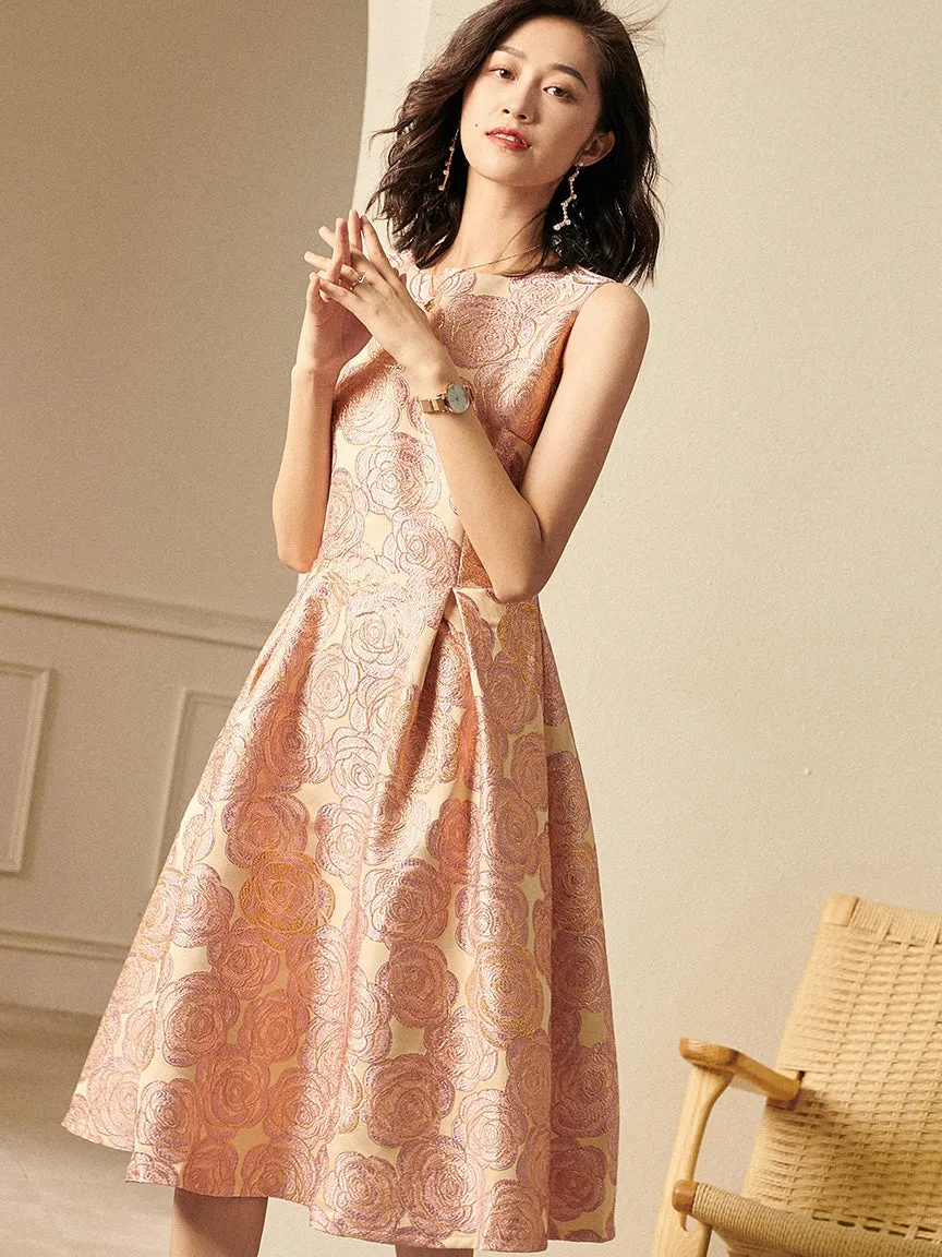 Autumn luxury retro jacquard dress - Jiana