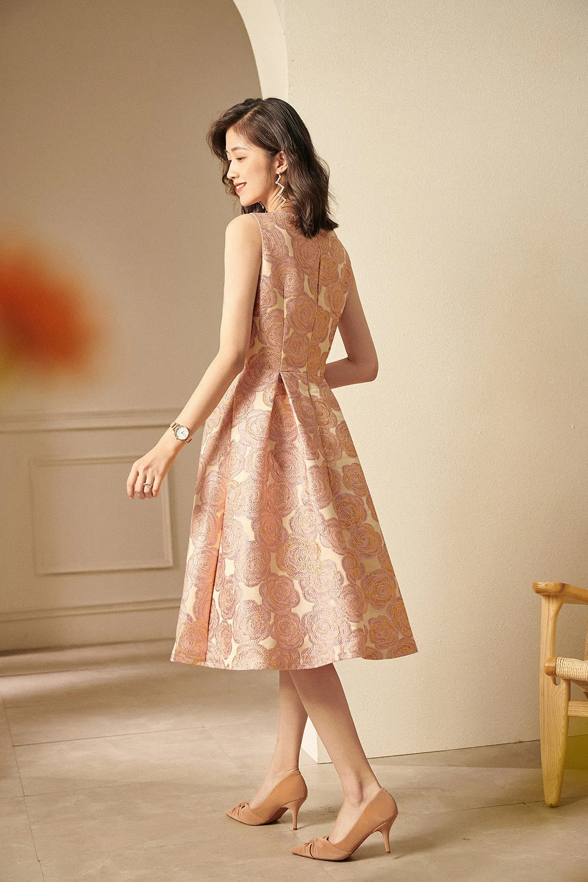 Autumn luxury retro jacquard dress - Jiana