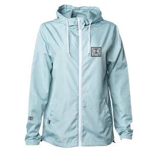 BASIC LIGHTWEIGHT WINDBREAKER JACKET IN AQUA/WHITE