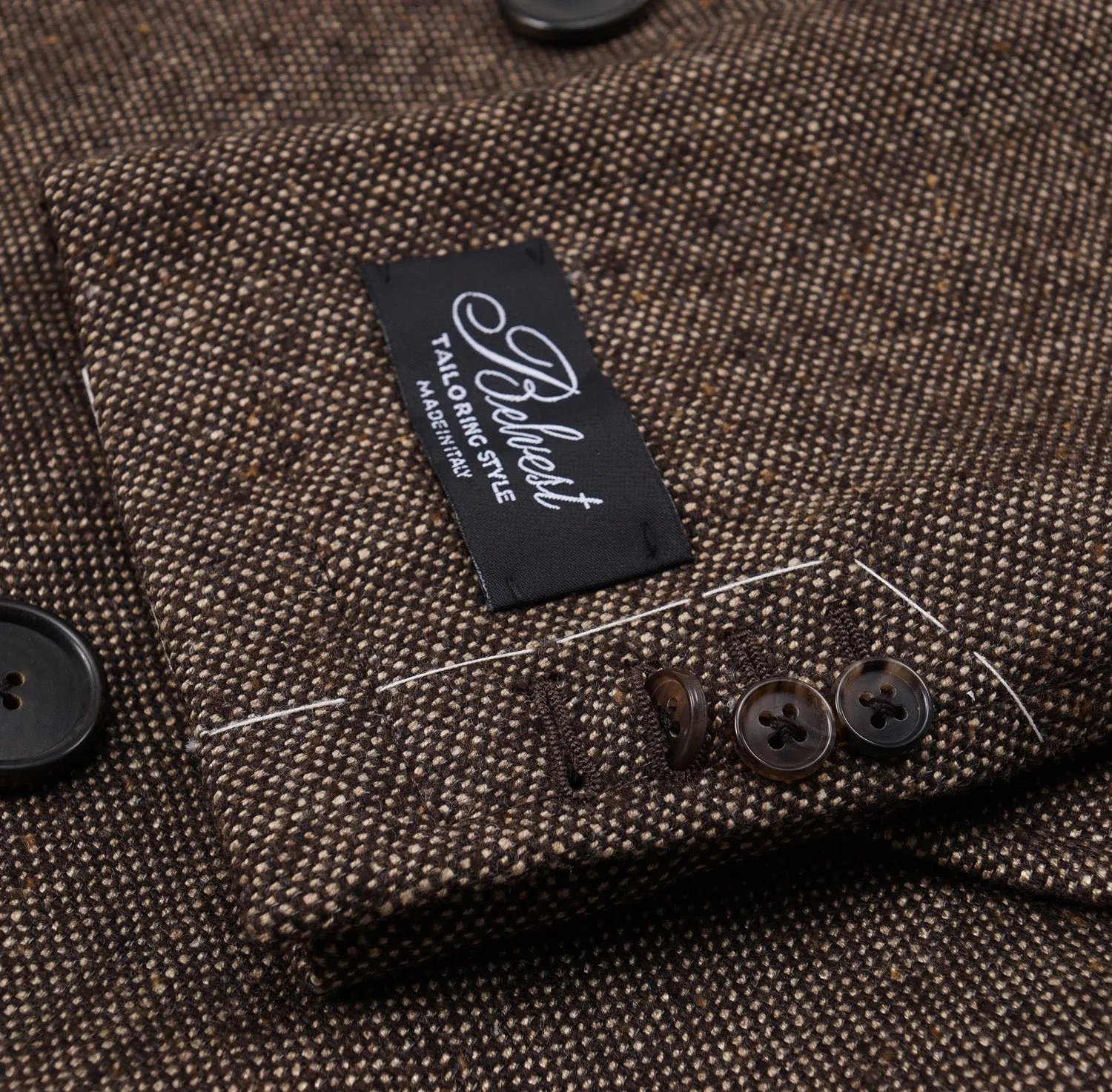 Belvest Donegal Tweed Wool Pea Coat