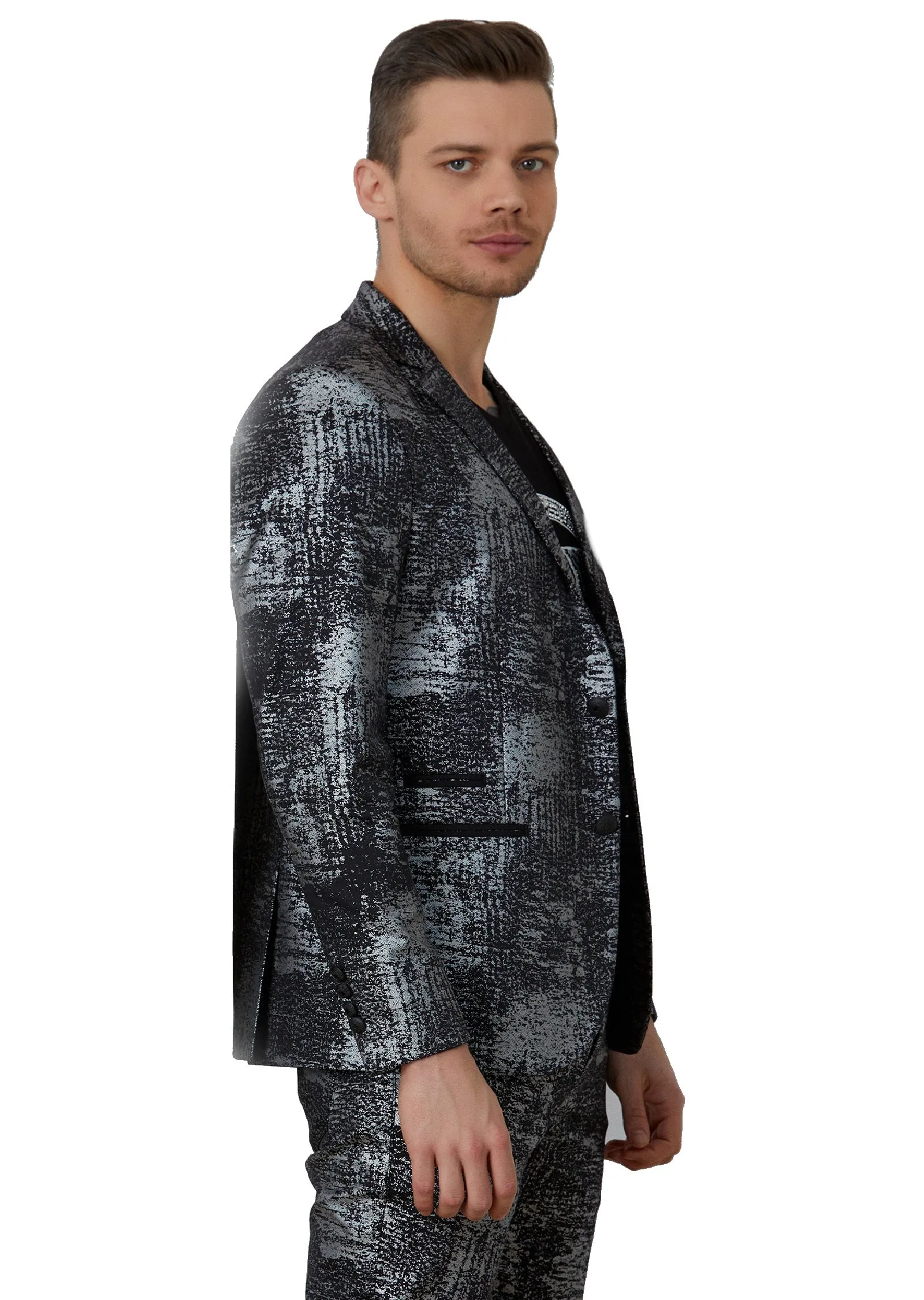 Black Silver Foil Blazer