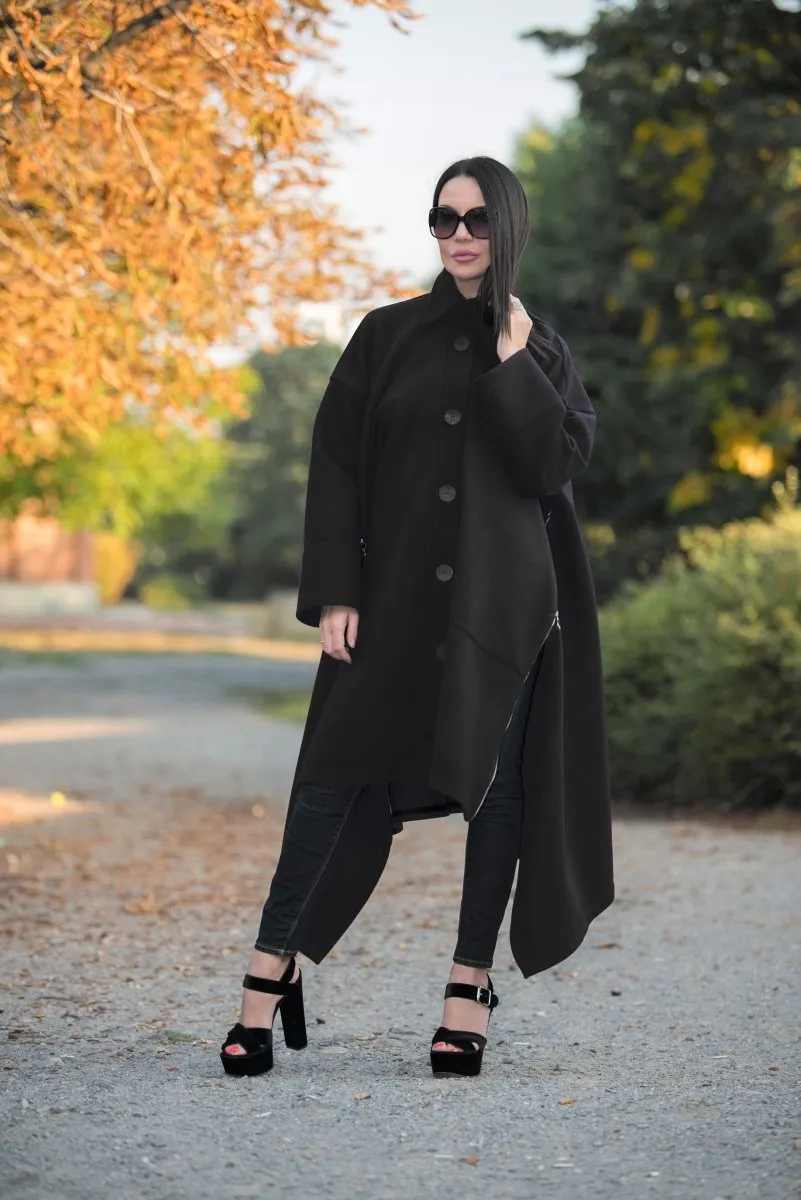 Black Wool Women Coat FEDERICA