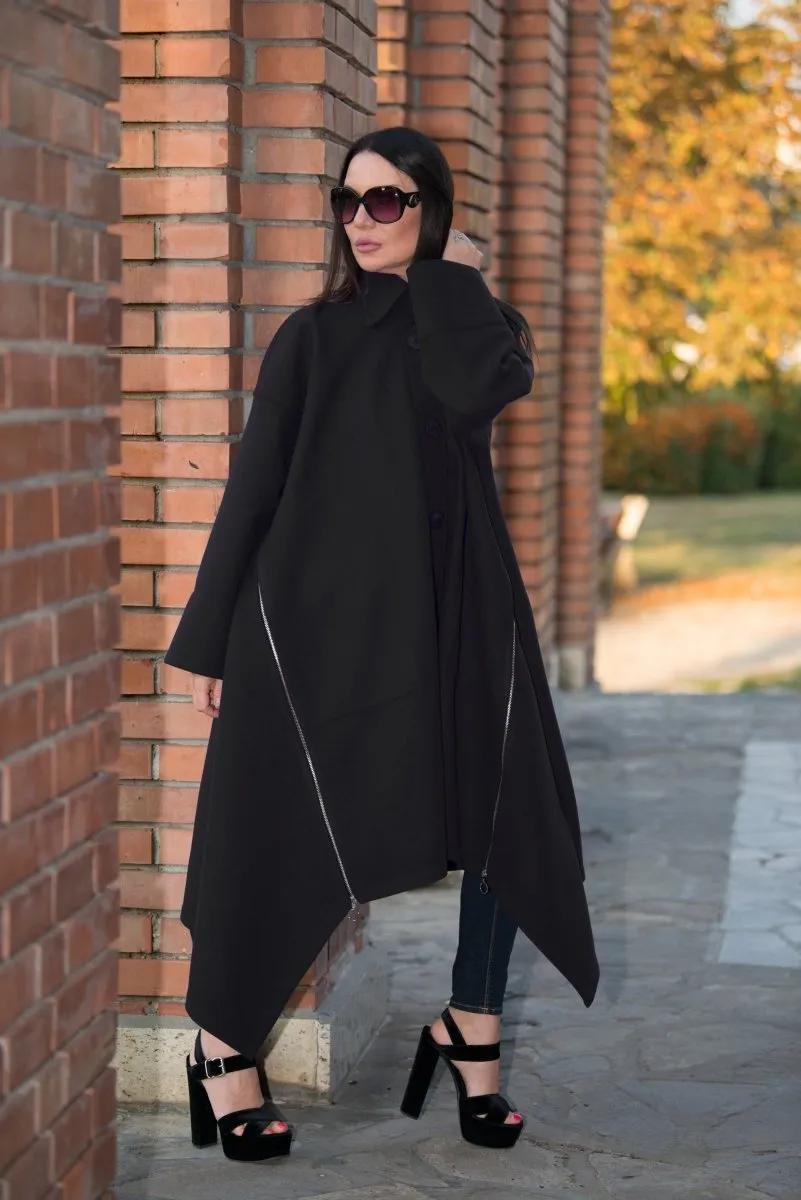 Black Wool Women Coat FEDERICA