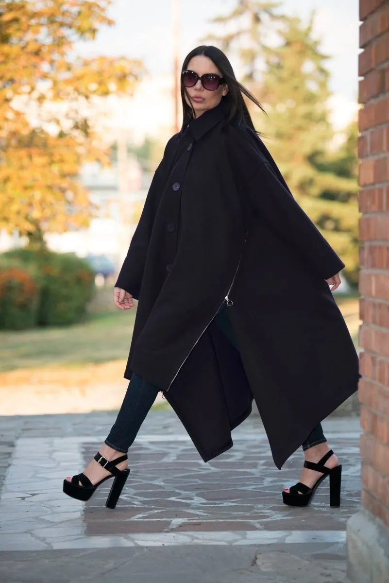 Black Wool Women Coat FEDERICA