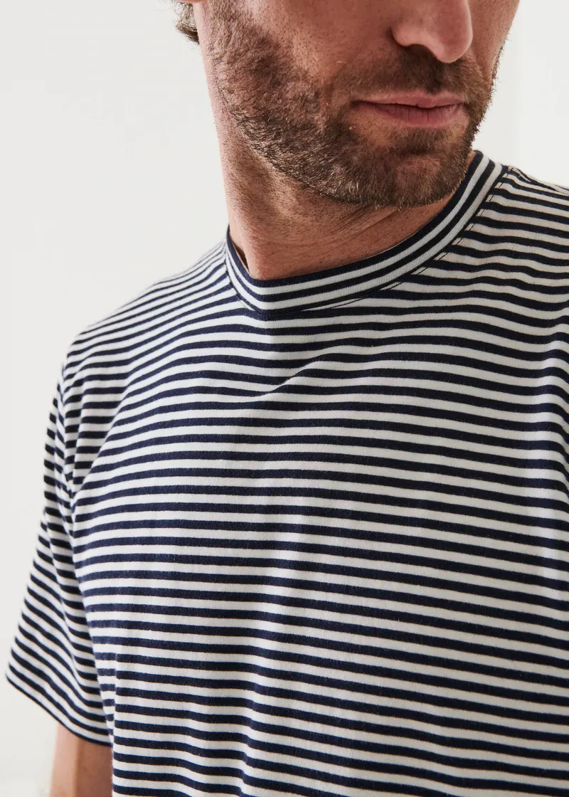 Blue Striped Pima Stretch T Shirt - Patrick Assaraf