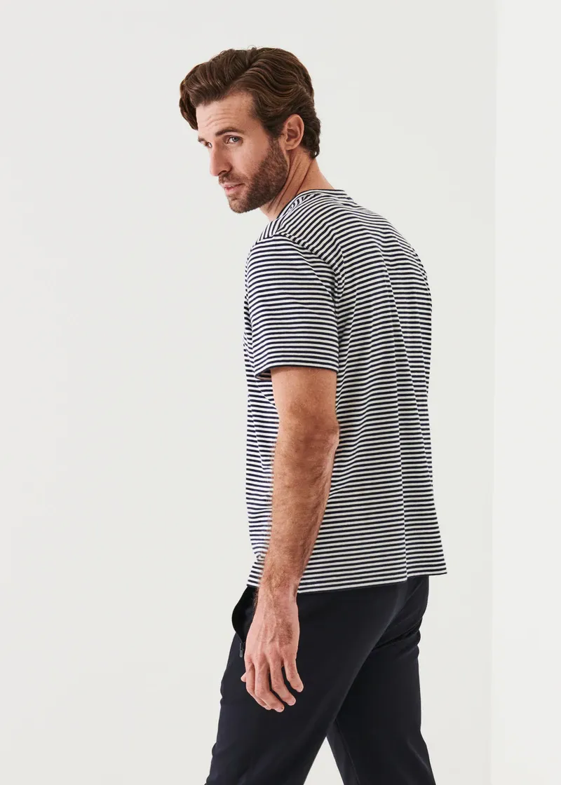 Blue Striped Pima Stretch T Shirt - Patrick Assaraf