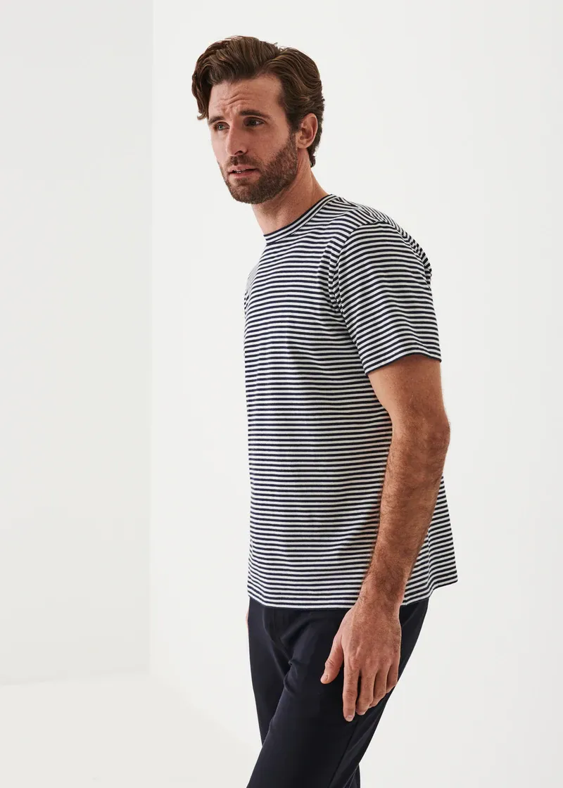 Blue Striped Pima Stretch T Shirt - Patrick Assaraf