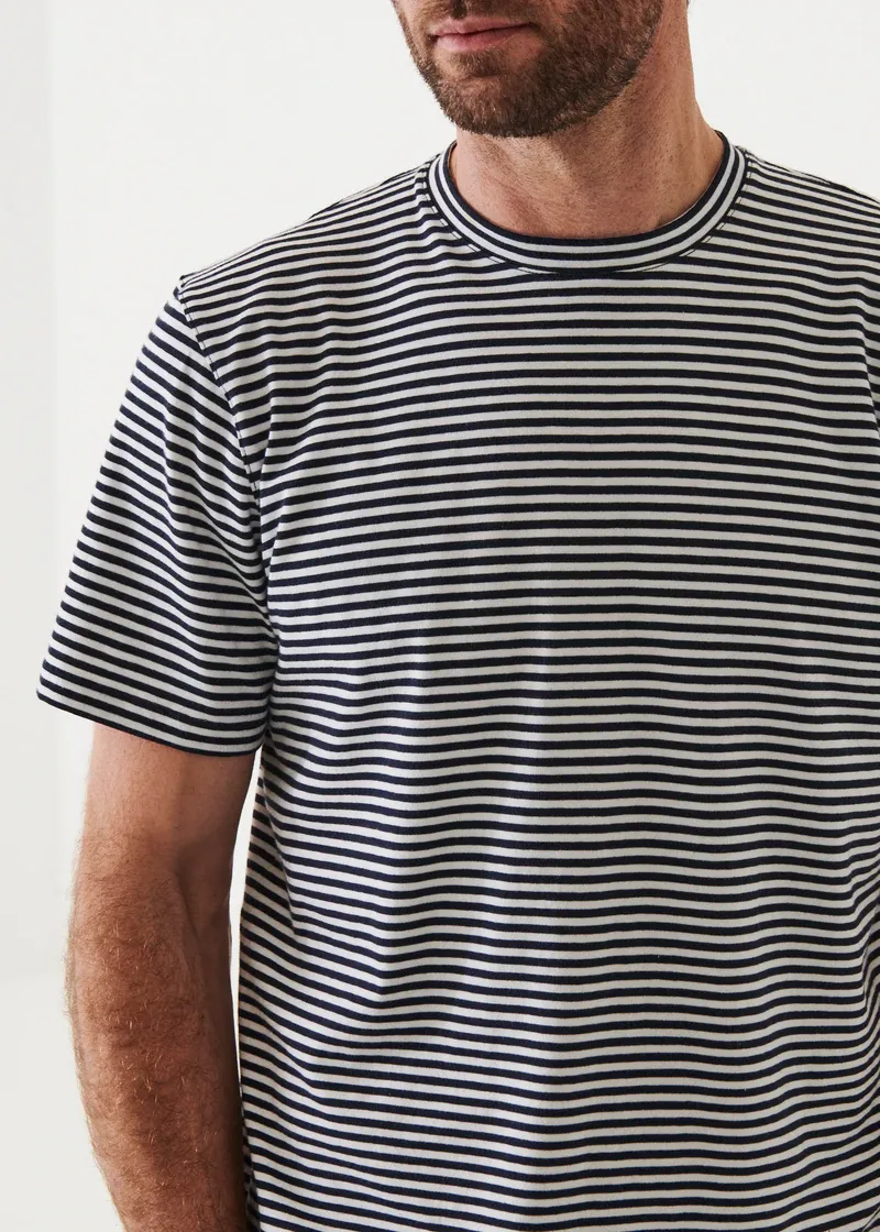 Blue Striped Pima Stretch T Shirt - Patrick Assaraf