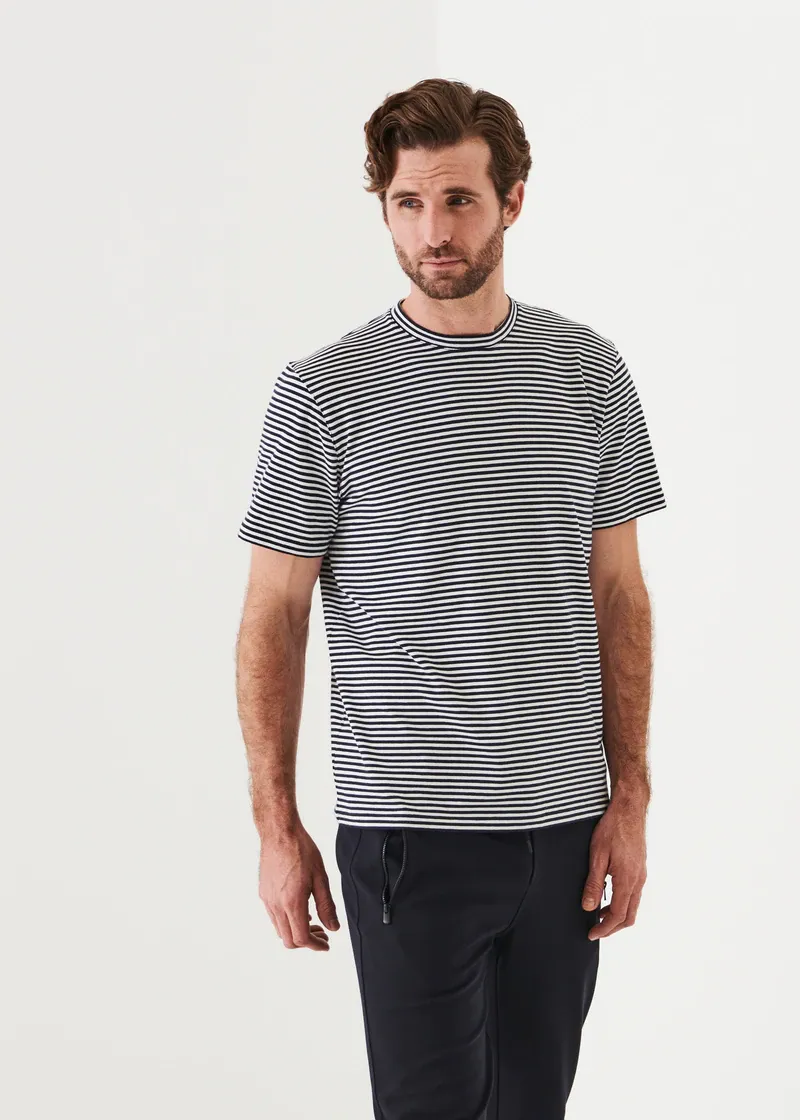 Blue Striped Pima Stretch T Shirt - Patrick Assaraf