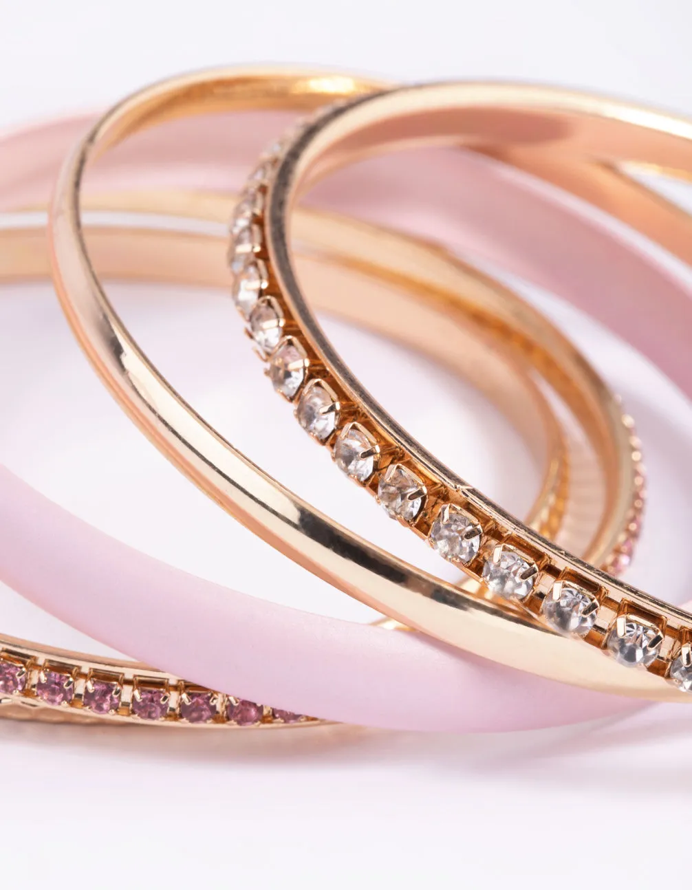 Blush Pearlised Diamante Bangle 5-Pack