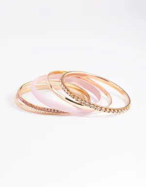 Blush Pearlised Diamante Bangle 5-Pack