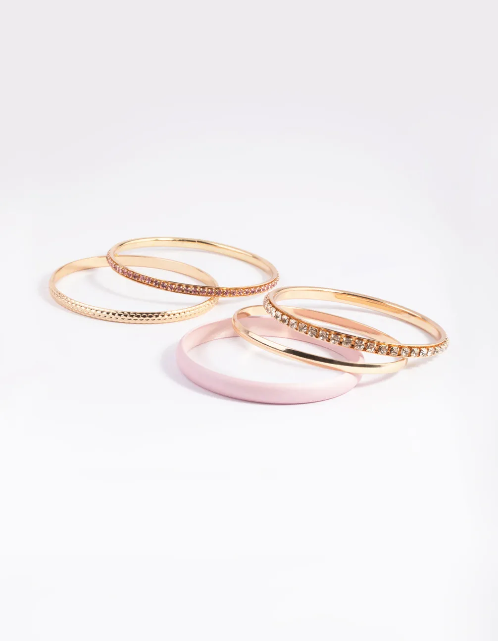 Blush Pearlised Diamante Bangle 5-Pack