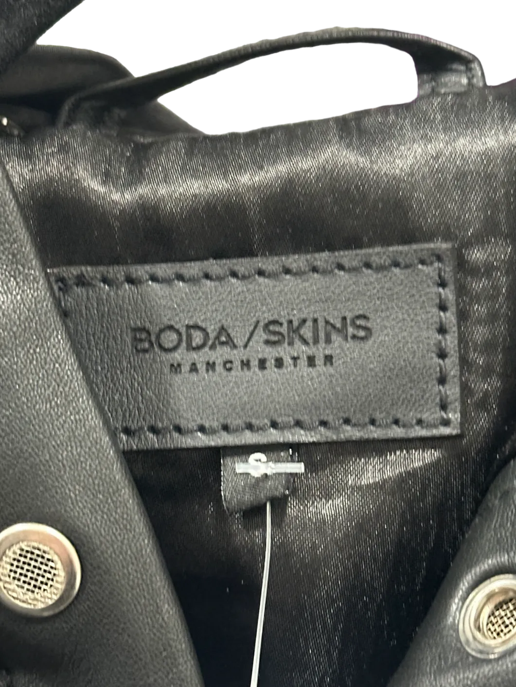 Boda Skins Black Leather Hooded Jacket UK S