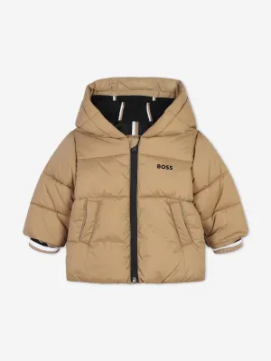 BOSS Baby Boys Logo Puffer Jacket in Brown