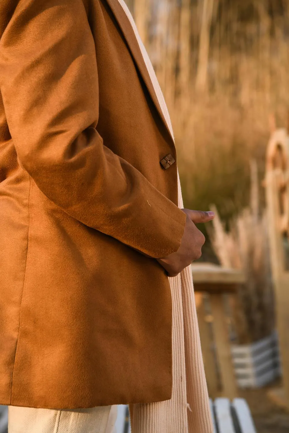 Burnt Sienna- Single Breasted Overcoat For Boys