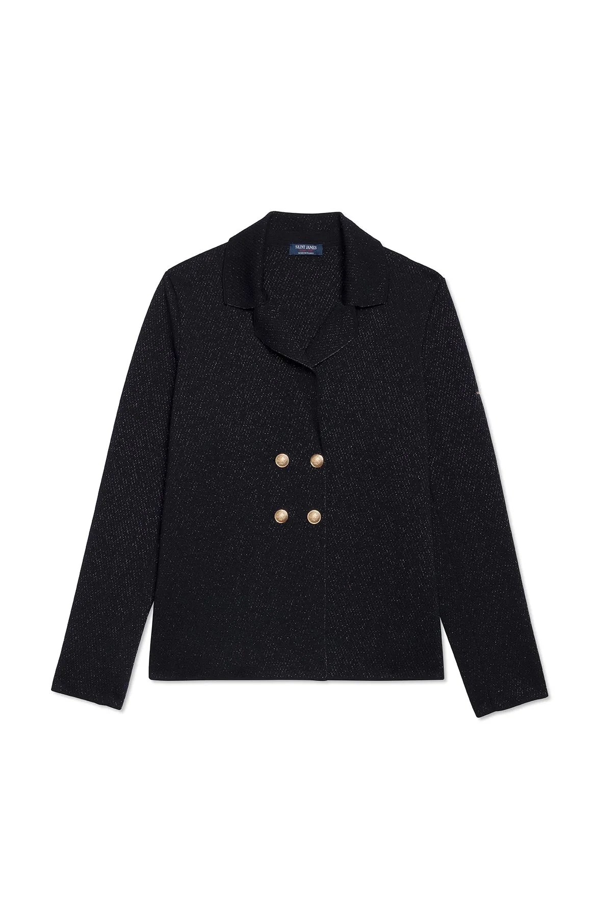 CHARENTE II LUREX - Wool Lurex Blazer with Gold Buttons for Women (NAVY / CHAMPAGNE)