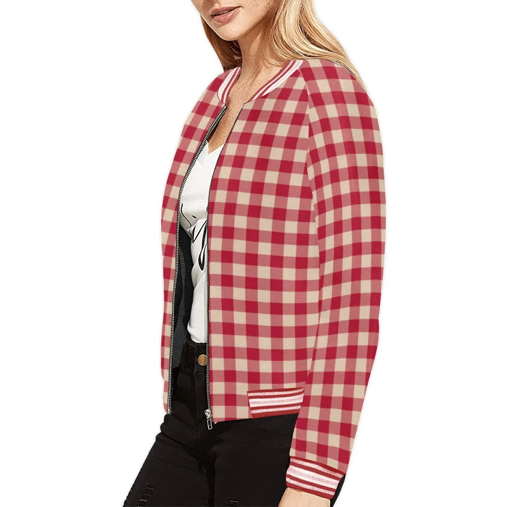 Christmas Tartan Bomber Jacket for Women