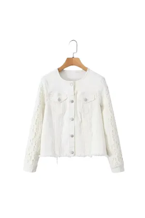 'Delilah' Minimalist Versatile Lace-Trimmed Denim Jacket