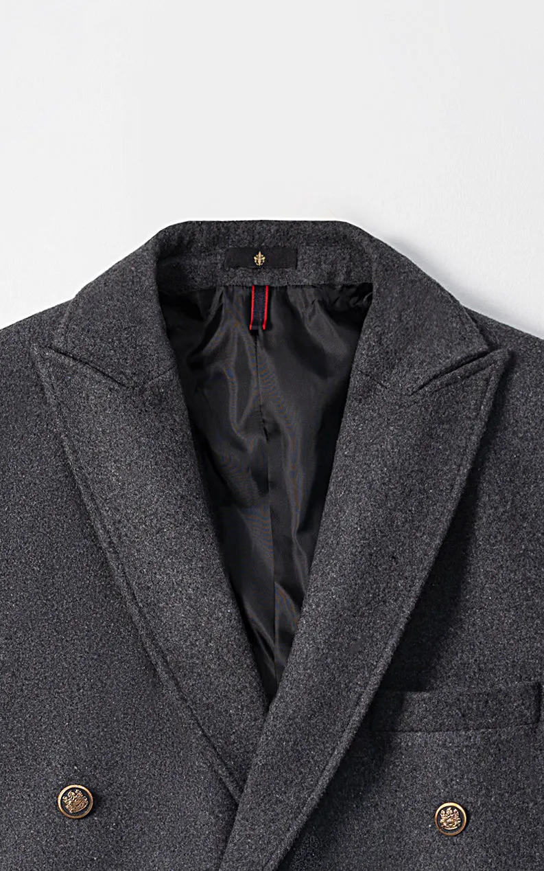 DOUBLE BREASTED LONG COAT CHARCOAL