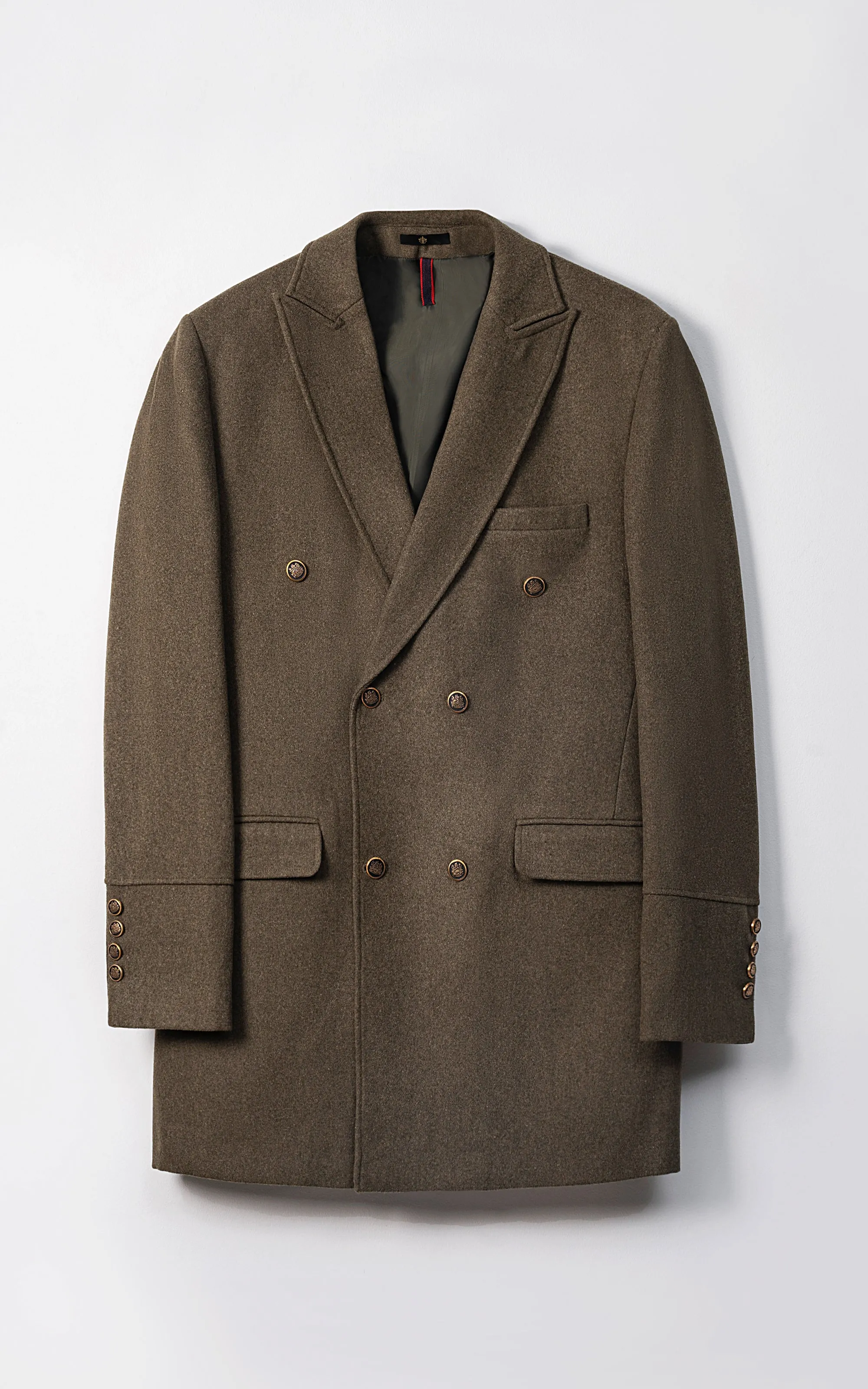 DOUBLE BREASTED LONG COAT LIGHT OLIVE