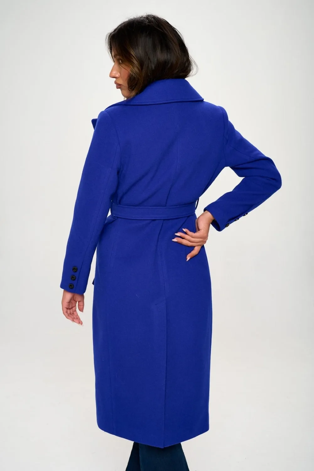 Double-Breasted Longline Coat with Belt