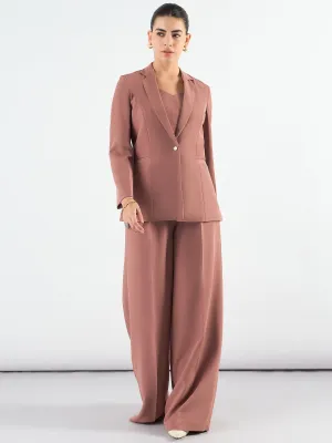 Dusty Peach Classic 3-Piece Suit In Stretchable Fabric