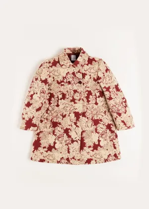 Eleanor Floral Jaquard Coat in Burgundy (4-10yrs)