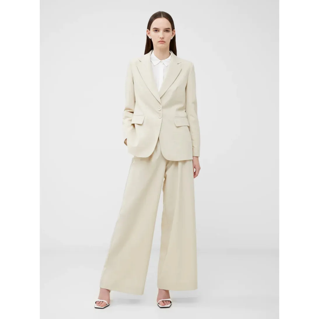 French Connection Everly Suiting Blazer Oyster Gray 75WAC