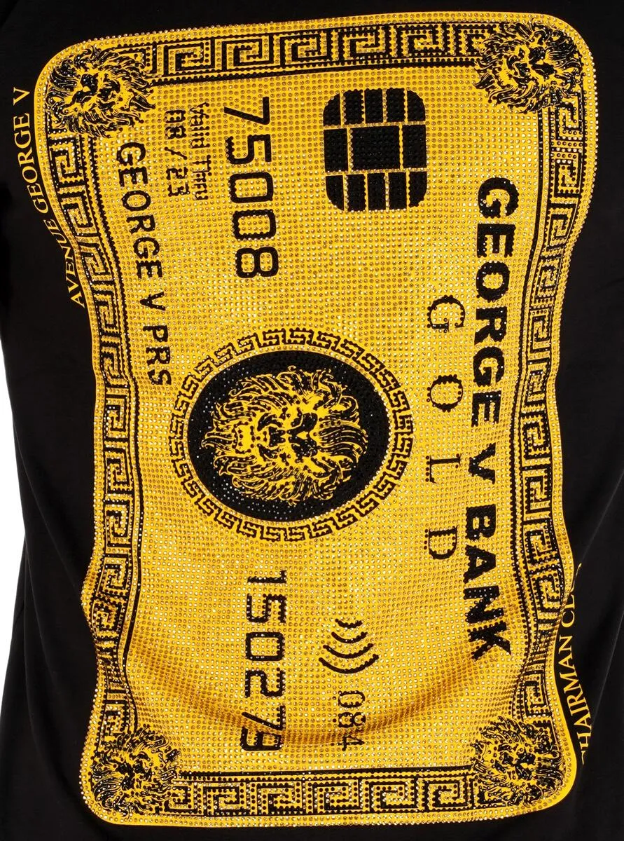 George V Paris T-Shirt - Black & Gold Bank Card Design