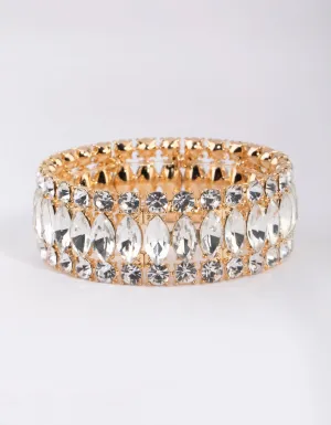 Gold Diamante Marquise Bracelet