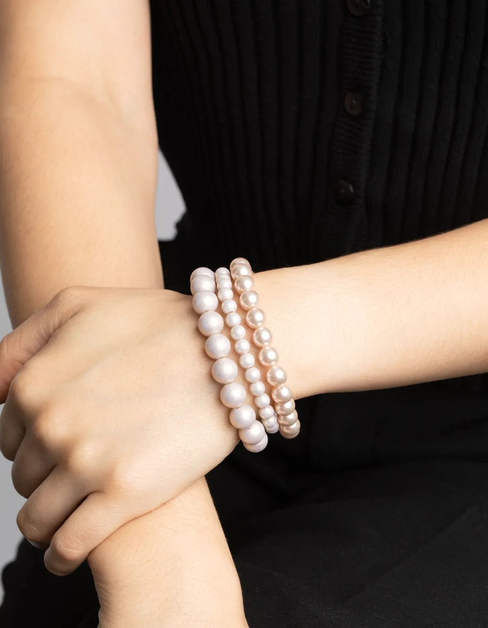 Gold Pearl & Bread Stretch Bracelet Pack