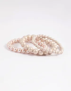 Gold Pearl & Bread Stretch Bracelet Pack