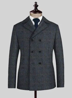 Harris Tweed Country Blue Pea Coat