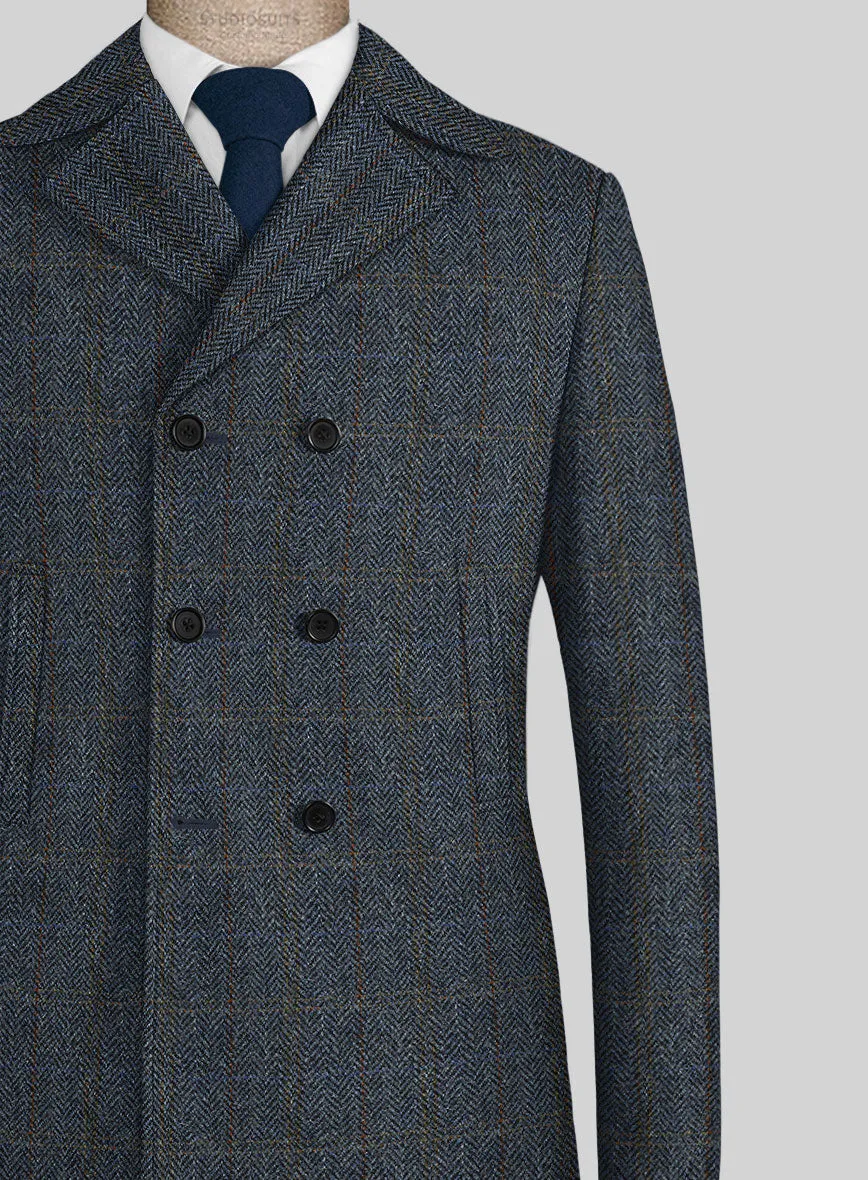 Harris Tweed Country Blue Pea Coat