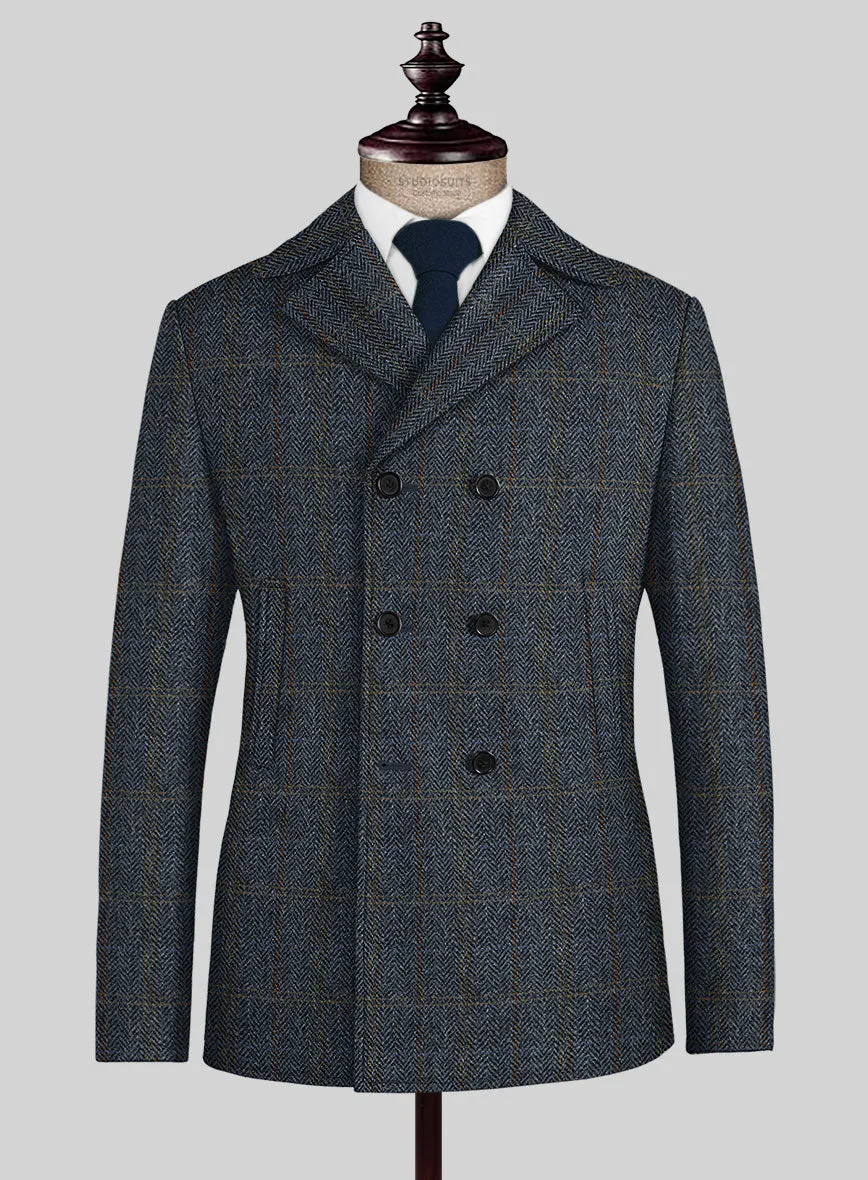 Harris Tweed Country Blue Pea Coat