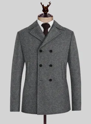 Harris Tweed Gray Speckled Pea Coat