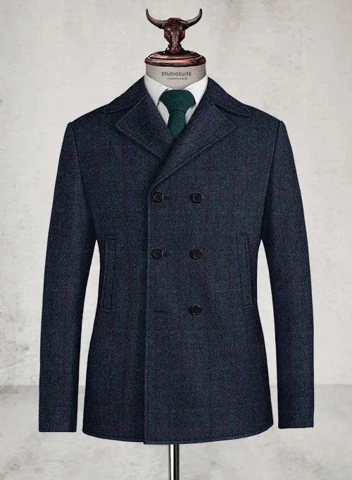 Harris Tweed King Blue Pea Coat