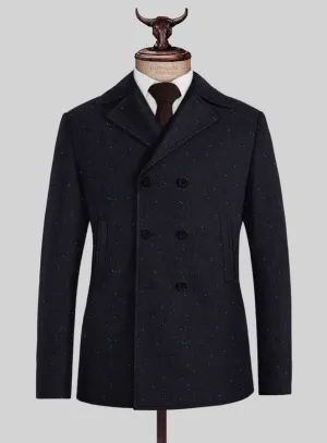 Harris Tweed Navy Speckled Pea Coat