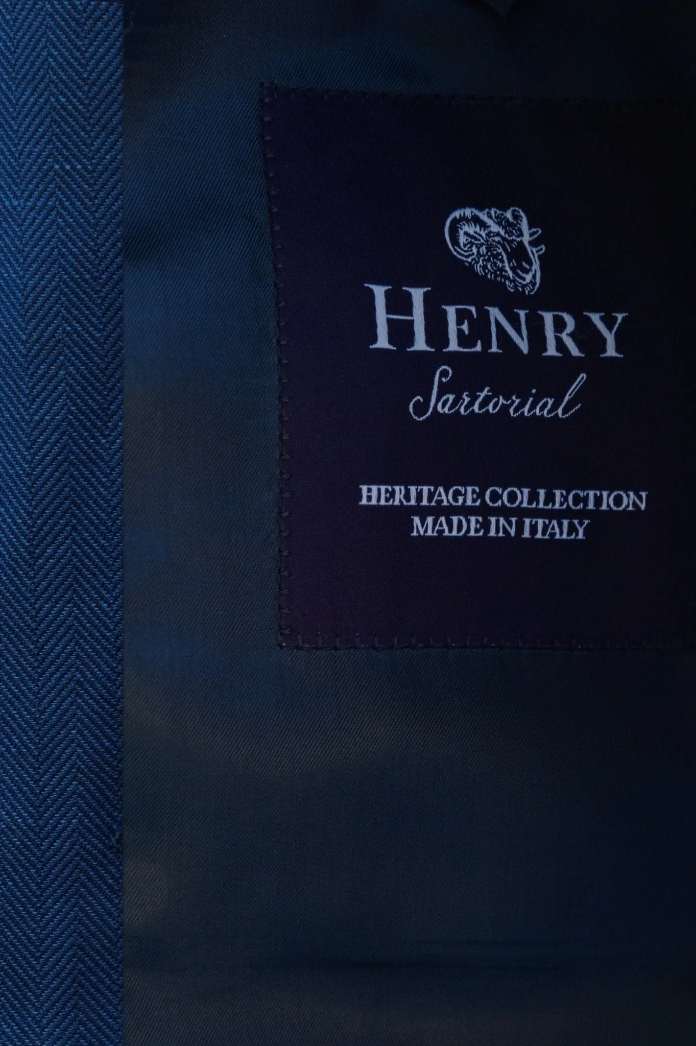 HENRY SARTORIAL HERITAGE Zegna Cross-Ply™ Herringbone Blazer NAVY REG