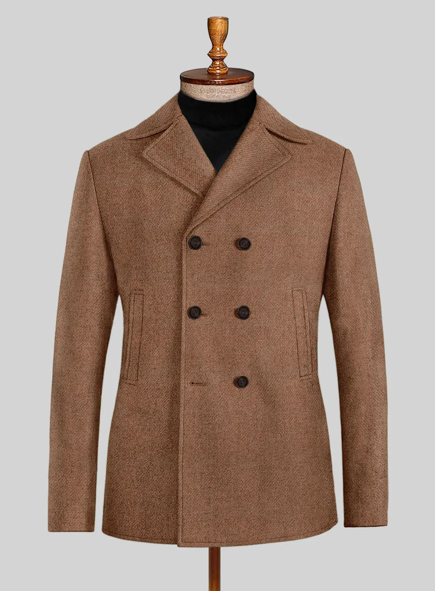 Highlander Earthy Brown Tweed Pea Coat