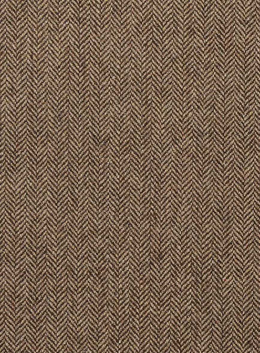 Irish Brown Herringbone Tweed Pea Coat