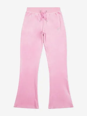 Juicy Couture Girls Diamante Logo Bootcut Joggers in Pink