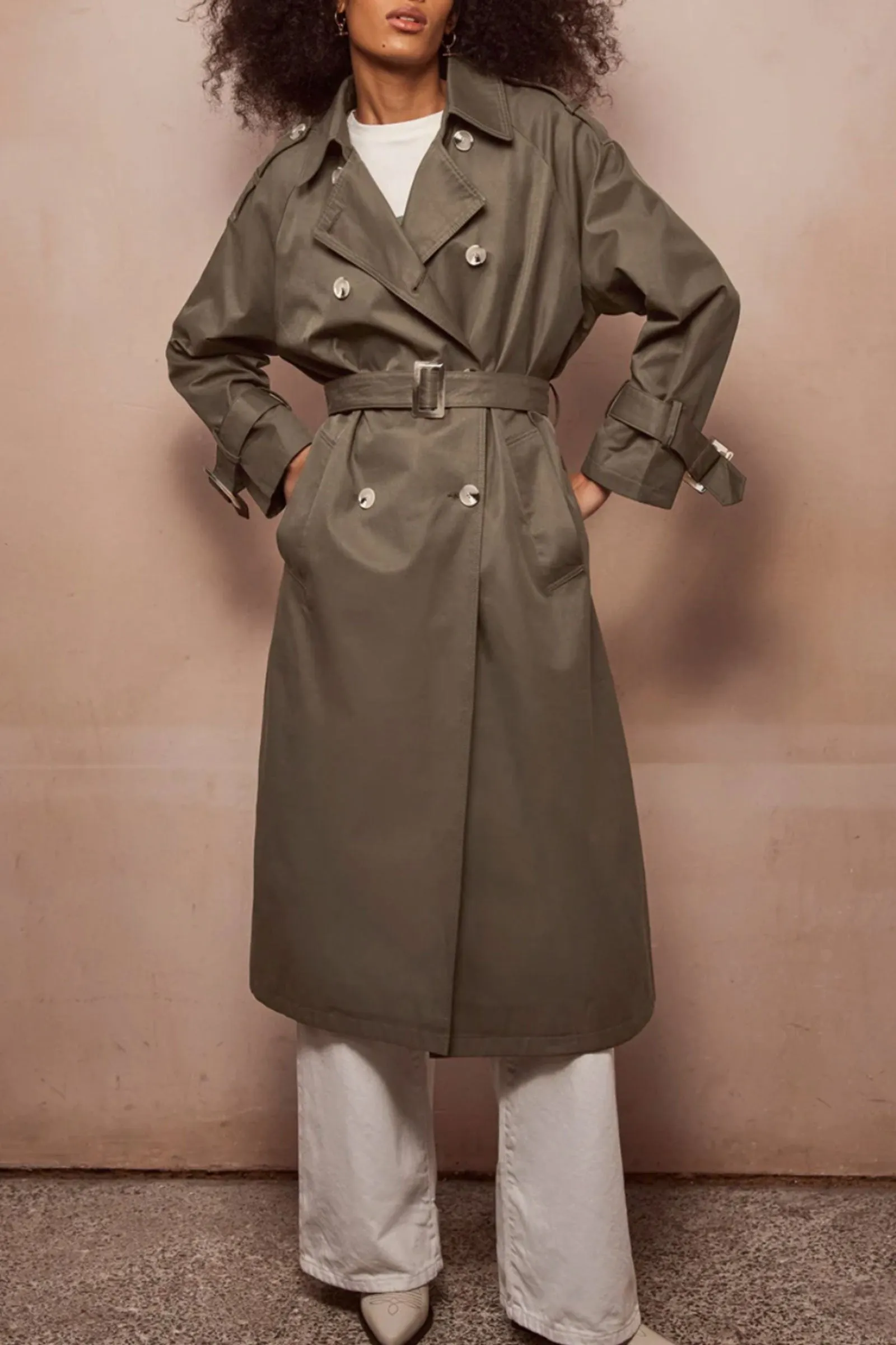 Khaki Structured Trench Coat