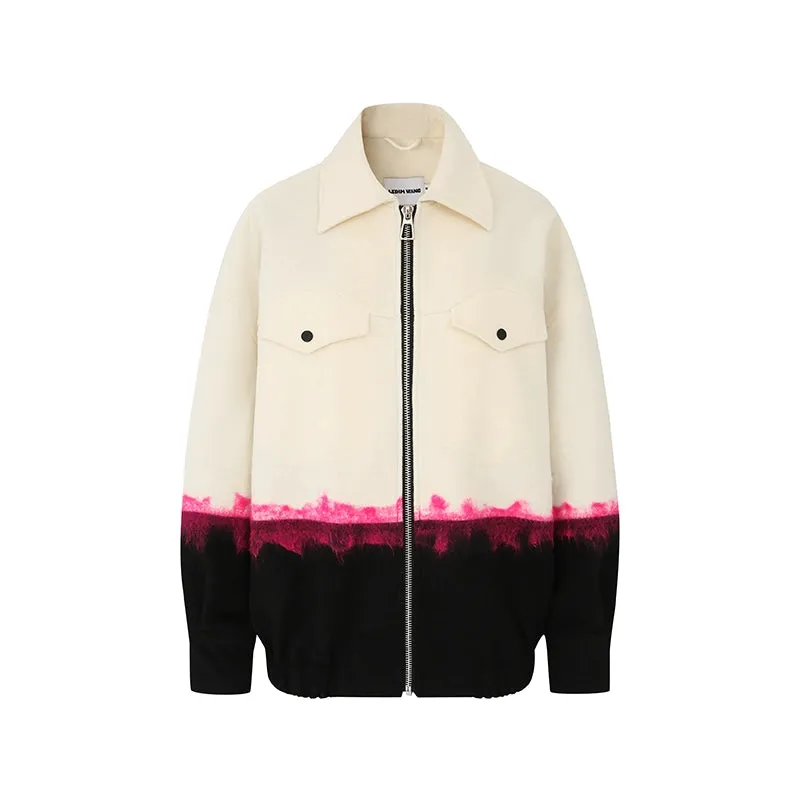 Ledi Wang pure wool top autumn winter jacket contrast ombre  jacket - Soome