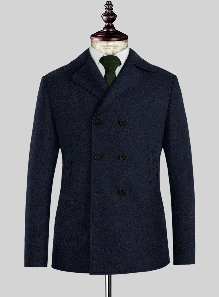 Light Weight Melange Dark Blue Tweed Pea Coat