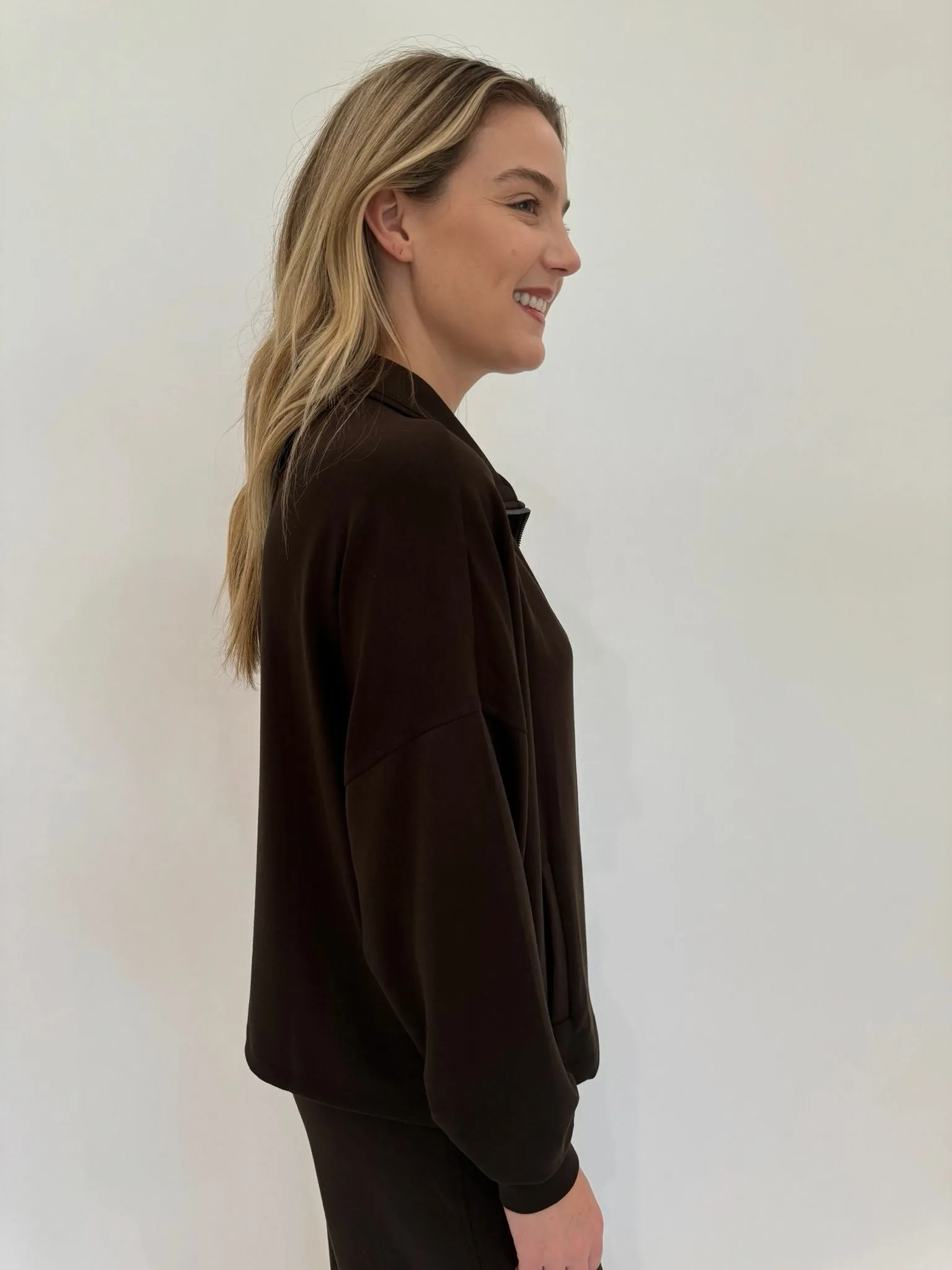 Lola Zip-Up Jacket - Chocolate Brown