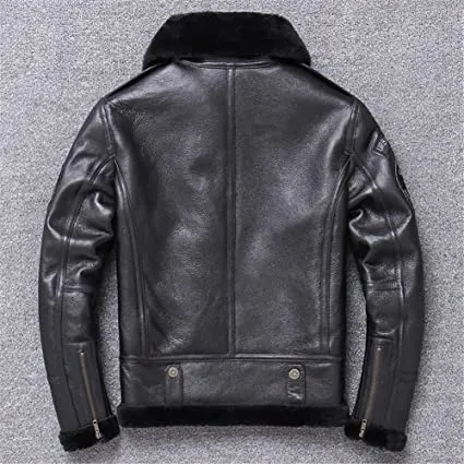 Men's Black Shearling Aviator Jacket